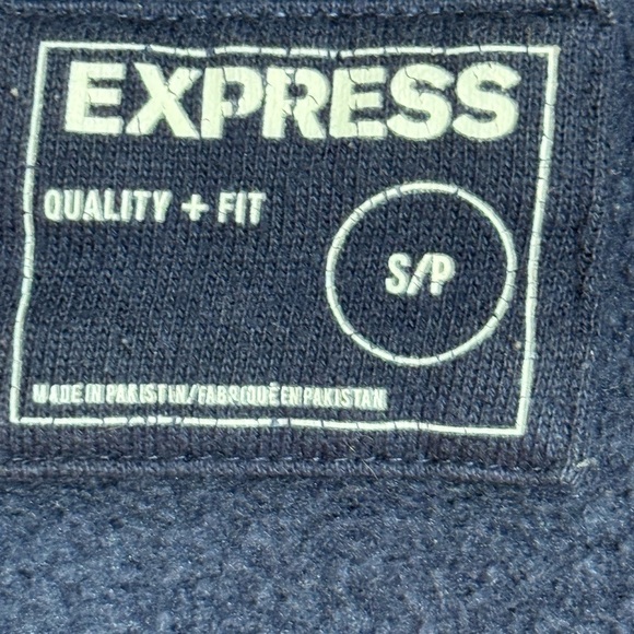 EXPRESS Quality + Fit Men’s Pullover Hoodie Navy Blue Size Small - Picture 6 of 7